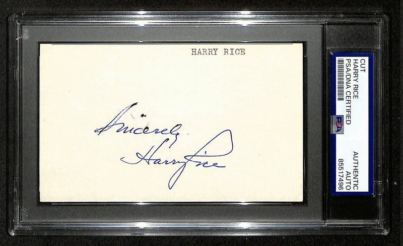 Harry Rice Signed/Inscribed 3x5 Cut on Index Card NY Yankees PSA/DNA 196979