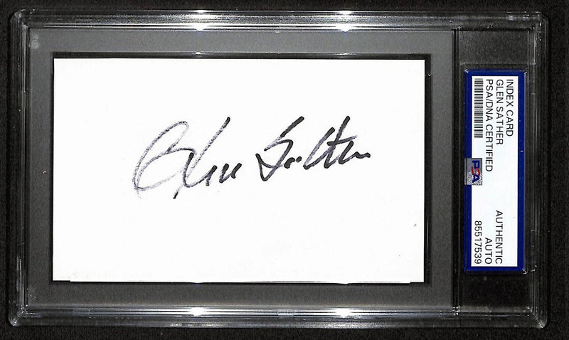 Glen Sather Signed/Autographed 3x5 Index Card Edmonton Oilers PSA/DNA 197039