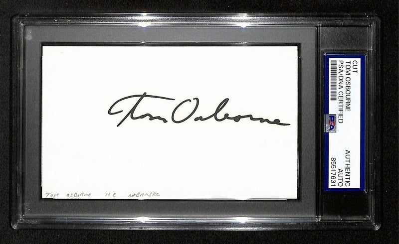 Tom Osbourne Signed/Auto Cut on 3x5 Card Nebraska Cornhuskers PSA/DNA 197821