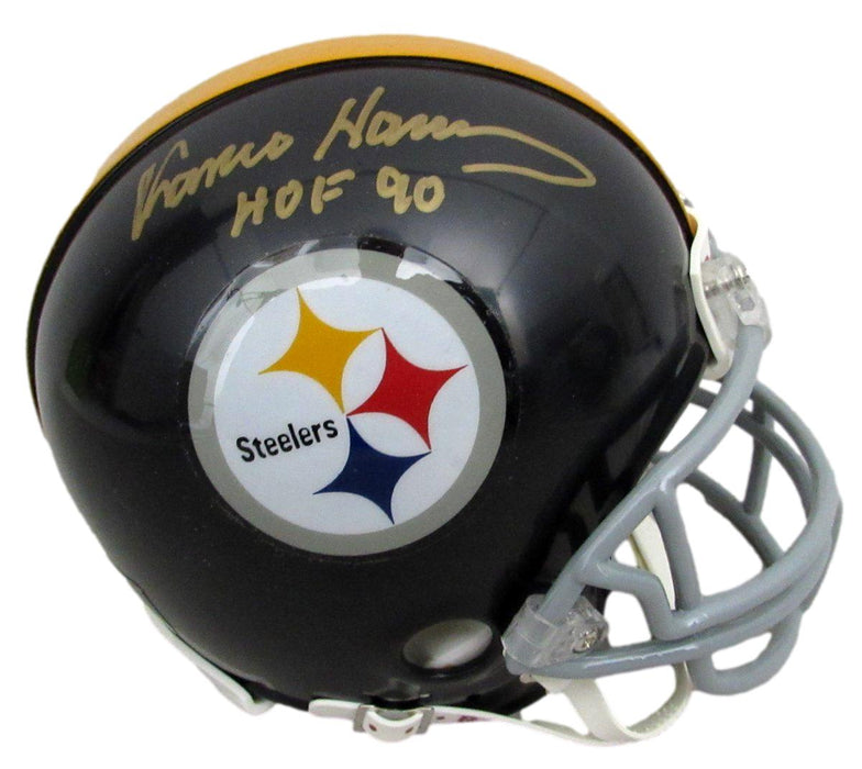 Franco Harris HOF Signed/Inscr Black Mini Football Helmet Steelers JSA 198652