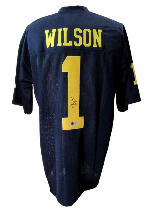 Roman Wilson Signed/Auto Blue Custom Football Jersey Michigan BAS/Beckett 198320