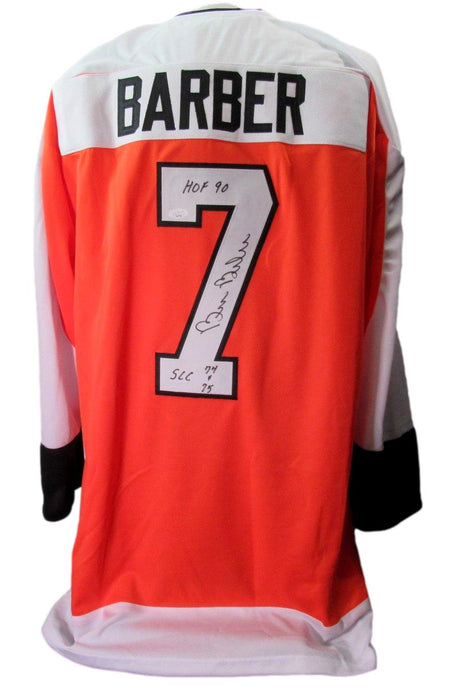 Bill Barber HOF Signed/Inscr Custom Hockey Jersey Philadelphia Flyers JSA 198317