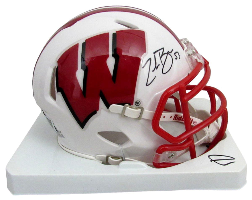 Zack Baun Signed/Autographed White Mini Football Helmet Wisconsin Beckett 198925