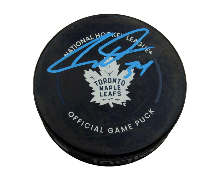Auston Matthews Signed/Auto Maple Leafs Logo Hockey Game Puck Fanatics 199488