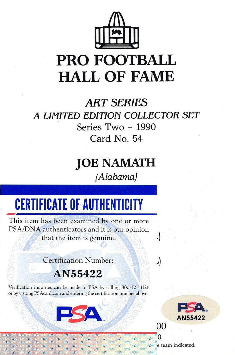 Joe Namath HOF Jets Signed 1990 GLAC/Goal Line Art Postcard PSA/DNA 186312