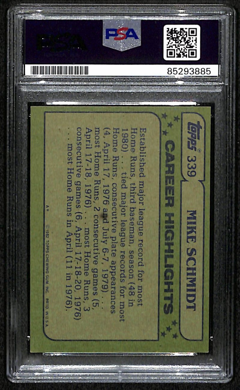 Mike Schmidt HOF Signed/Autographed 1982 Topps Card #339 Phillies PSA/DNA 190639
