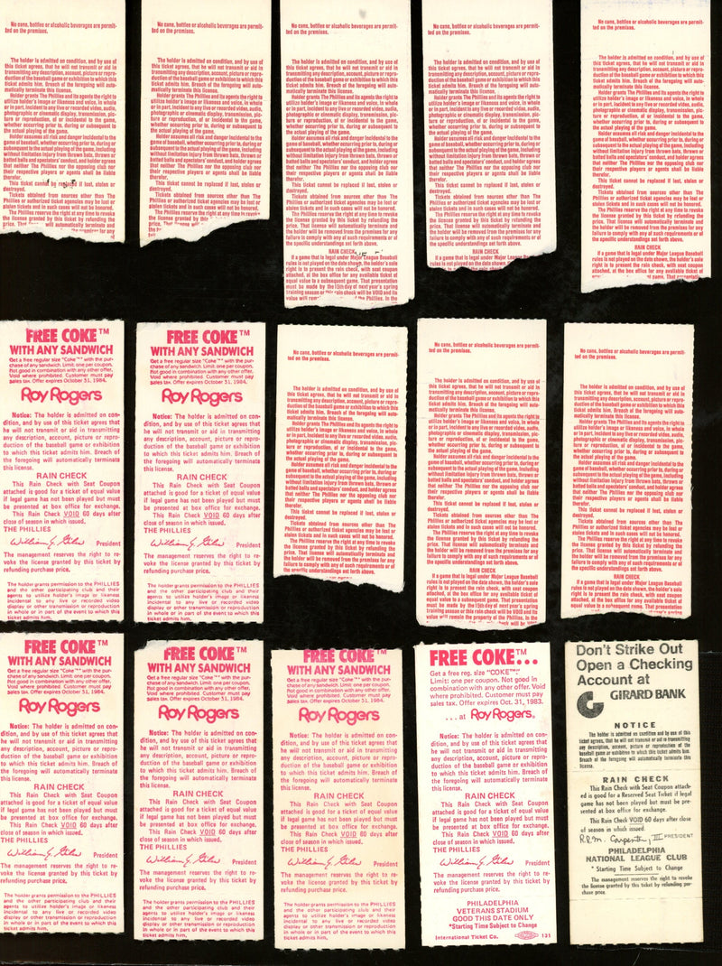 Lot of (15) Philadelphia Phillies Ticket Stubs Mike Schmidt 178016