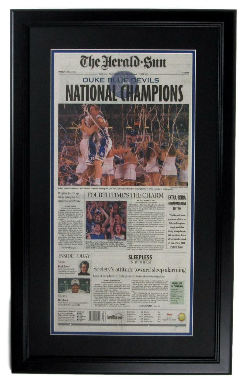 The Herald Sun 2010 National Champs Duke Blue Devils Newspaper Framed 152278