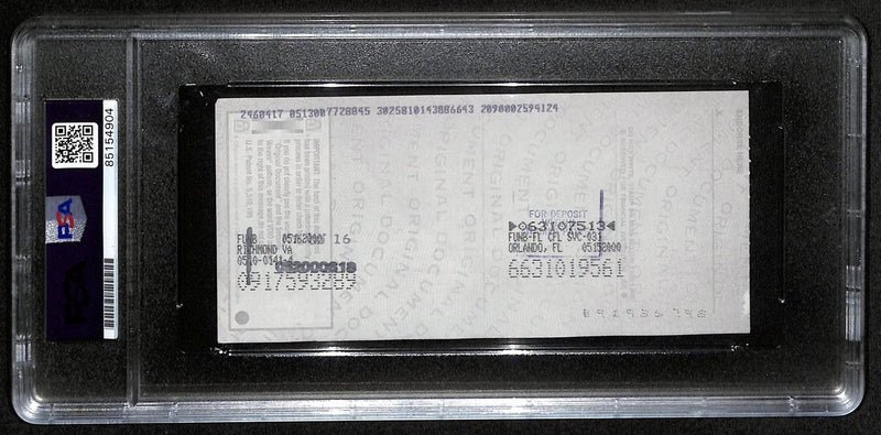 Johnny Unitas HOF Signed/Auto 2000 Bank Check Colts PSA/DNA MINT 9 193243