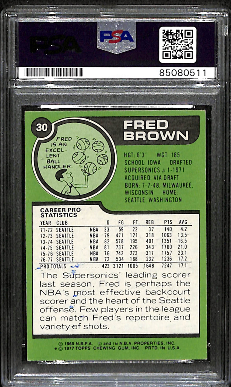 Fred Brown Signed 1977 Topps Card #30 Seattle Super Sonics PSA/DNA 185718