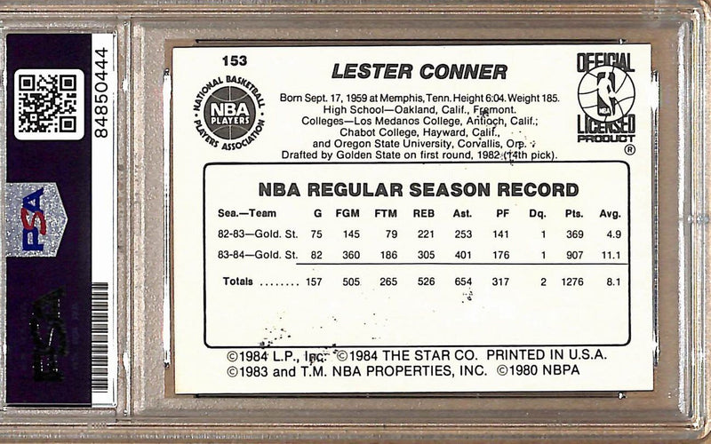 1984-85 Star Company #153 Lester Conner Warriors Signed/Auto Card PSA/DNA 178929