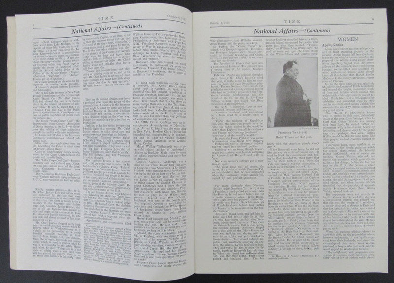 Time Magazine Vol XII No 15 October 8, 1928 William Howard Taft 183252