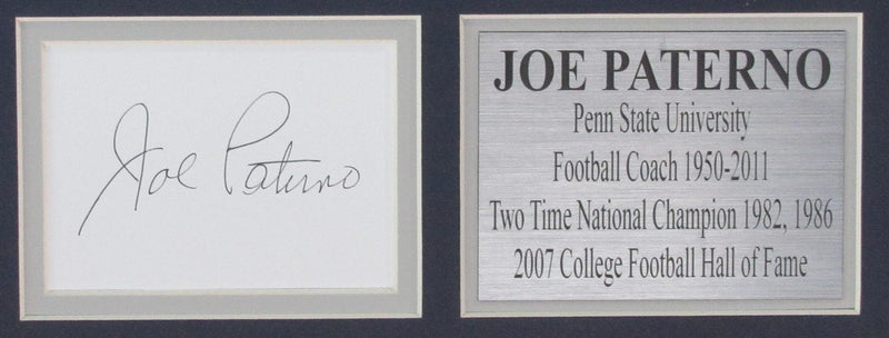 Joe Paterno PSU Signed/Autographed Cut Card with 11x14 Photo Framed JSA 193287