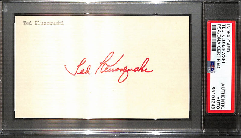 Ted Kluszewski Signed/Auto 3x5 Index Card Cincinnati Reds PSA/DNA 187233