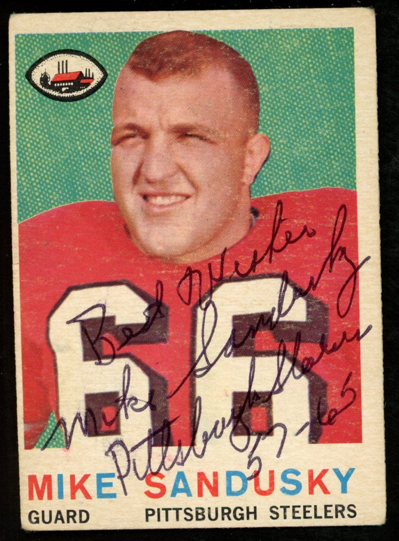 1959 TOPPS Football Card #136 Signed/Inscr Mike Sandusky Pittsburgh Steelers