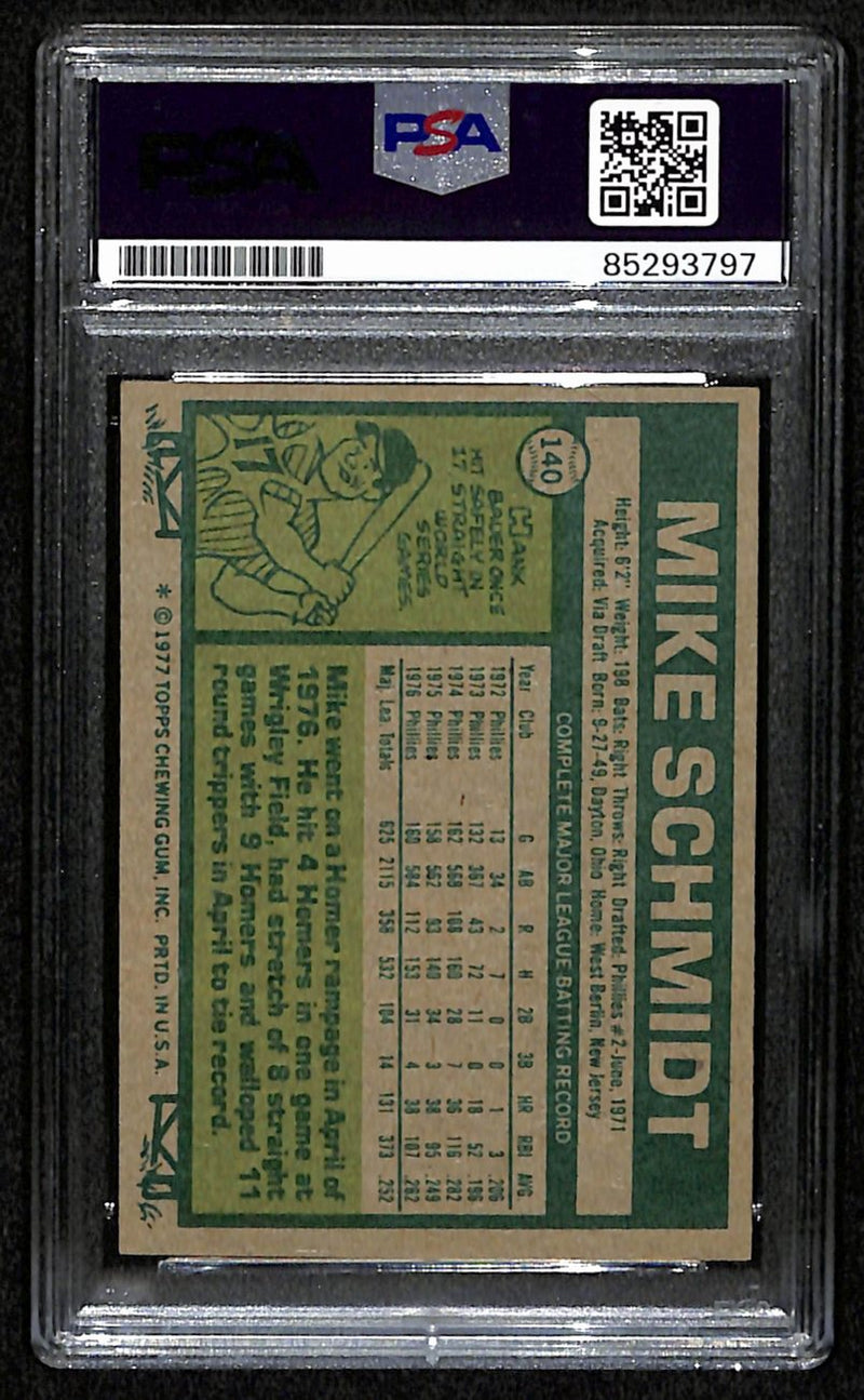 Mike Schmidt HOF Signed/Autographed 1977 Topps Card #140 Phillies PSA/DNA 190644