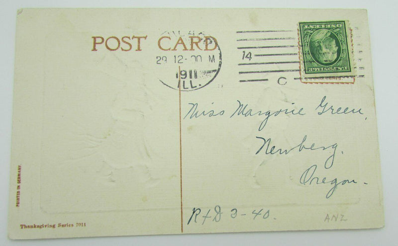 Vintage Postcard postmarked 1911 with a Thanksgiving saying 140060