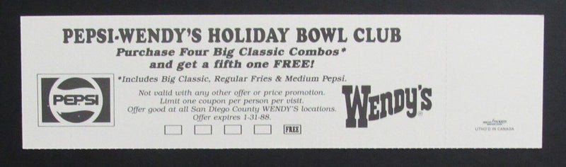 1987 Holiday Bowl College Football Game Full Ticket Iowa vs. Wyoming