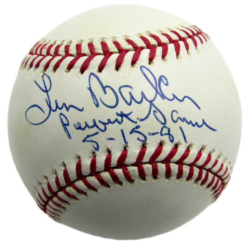 Len Barker Autographed/Inscribed OML Baseball Cleveland Indians JSA