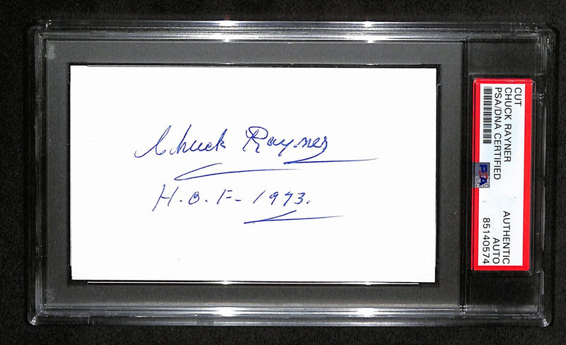 Chuck Rayner HOF Autographed 3x5 Cut Card PSA/DNA 186557