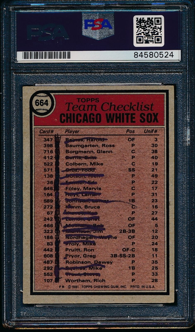 Tony La Russa HOF Signed/Auto 1981 TOPPS Card #664 Chicago White Sox PSA/DNA