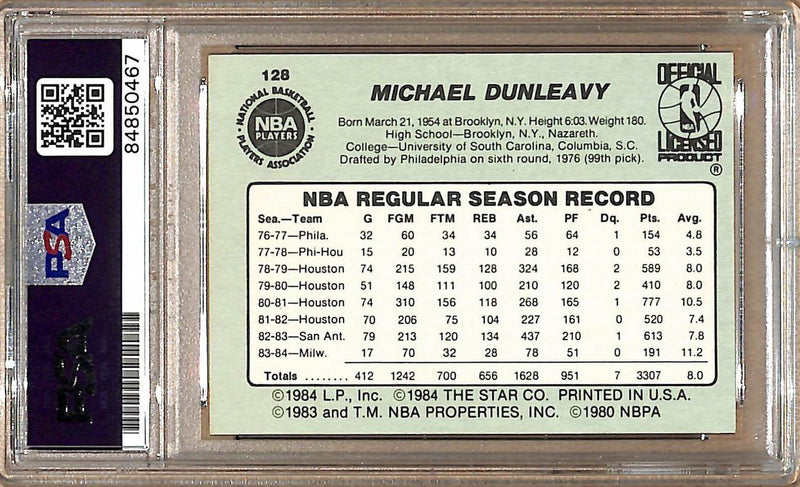 1984-85 Star Company #128 Mike Dunleavy Bucks Signed/Auto Card PSA/DNA 179103
