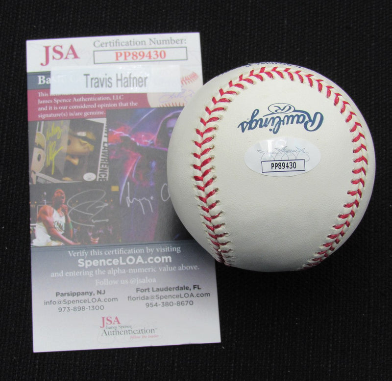 Travis Hafner Signed/Auto Yankees 100th OML Baseball JSA Inscr 186690