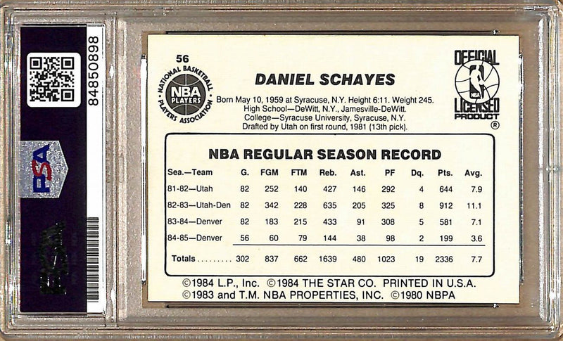 1985-86 Star Company #56 Danny Schayes Nuggets Signed/Auto Card PSA/DNA 179106