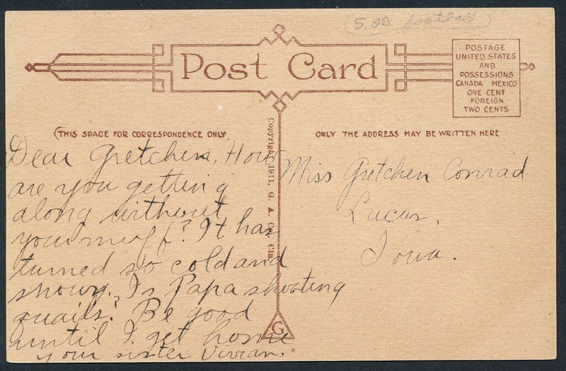 Vintage 1911 Postcard Football Image Happy Thanksgiving Inscr 139098