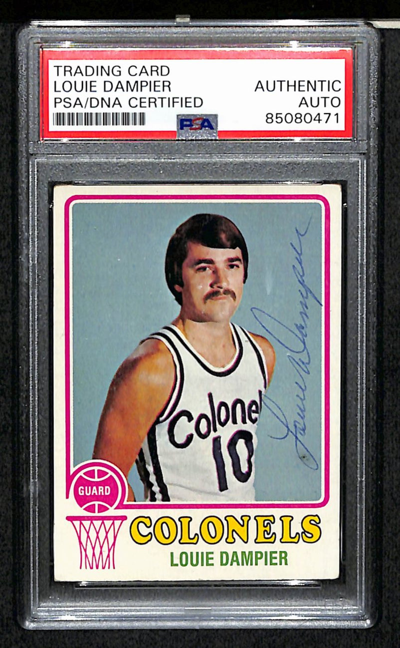 Louie Dampier HOF Signed/Auto 1973-74 Topps Card #163 Colonels PSA/DNA 185440