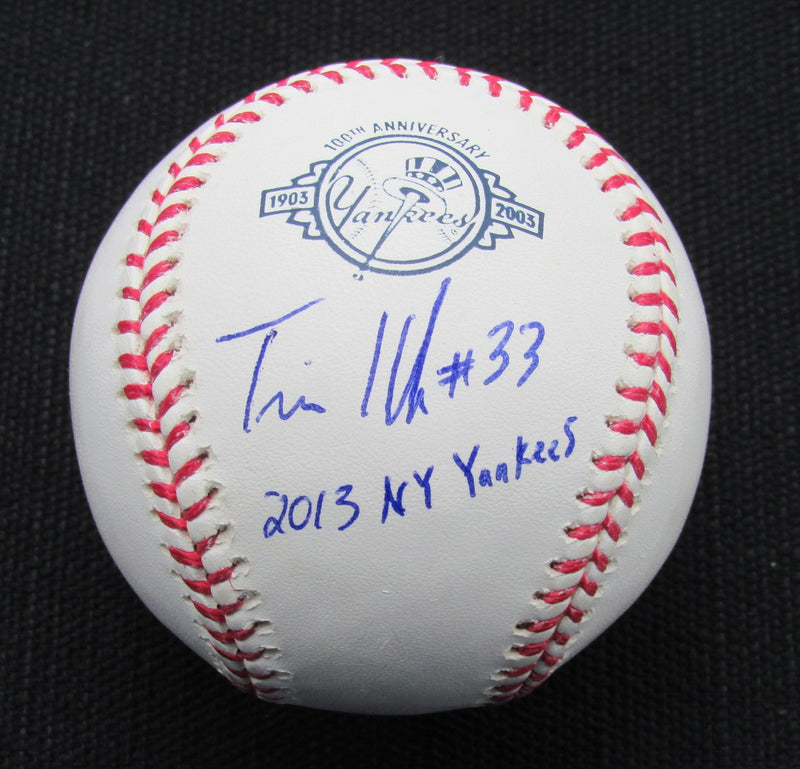 Travis Hafner Signed/Auto Yankees 100th OML Baseball JSA Inscr 186690