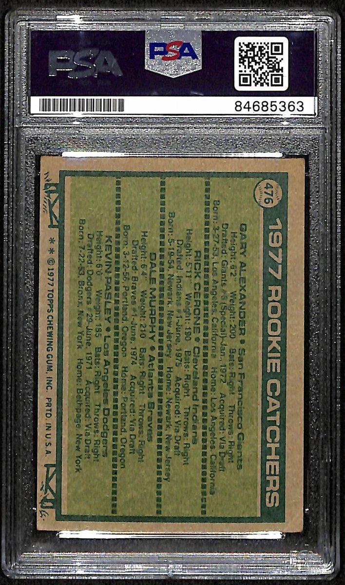 Dale Murphy Braves Signed/Auto 1977 Topps Rookie Card #476 PSA/DNA 193426