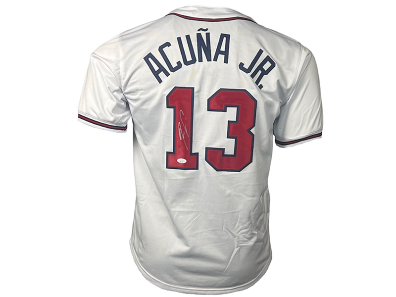 Ronald Acuna Jr. Autographed Atlanta White Baseball Jersey Beckett