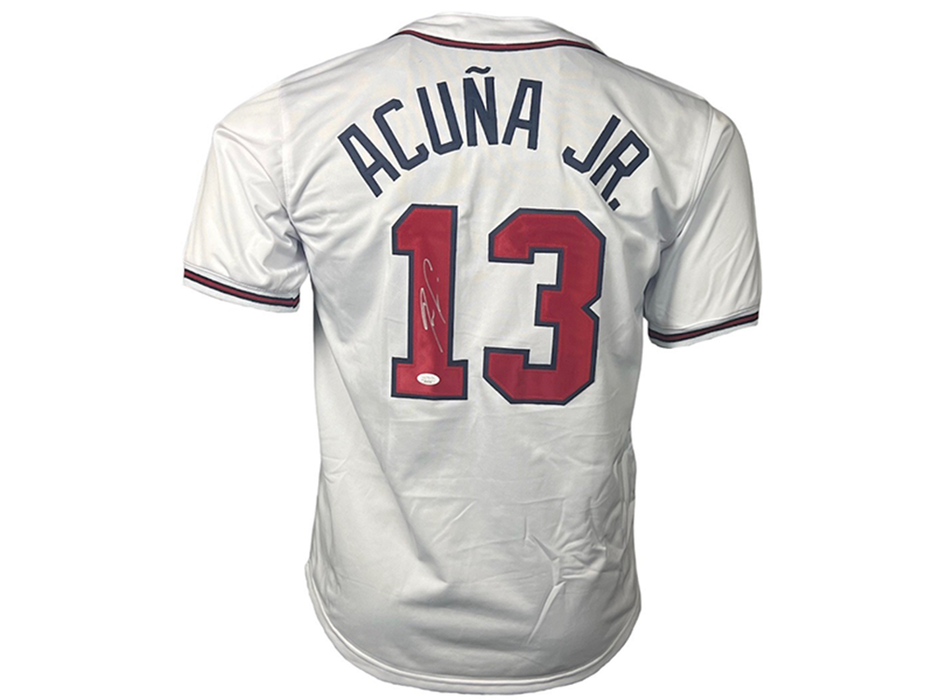 Ronald Acuna Jr. Autographed White Atlanta Custom Baseball Jersey Beckett