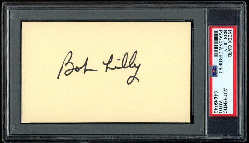 Bob Lilly HOF Autographed 3x5 Index Card Dallas Cowboys PSA/DNA