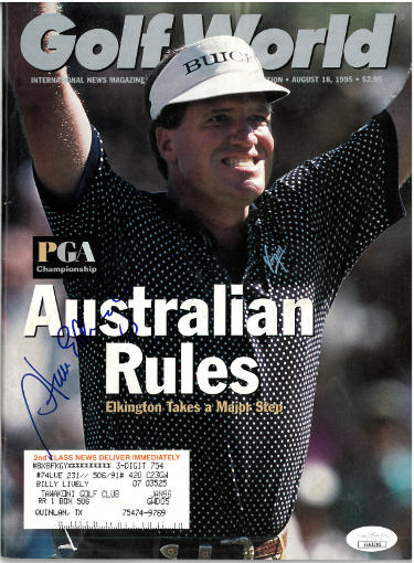Steve Elkington signed Golf World Full Magazine August 18, 1995- JSA #EE63305