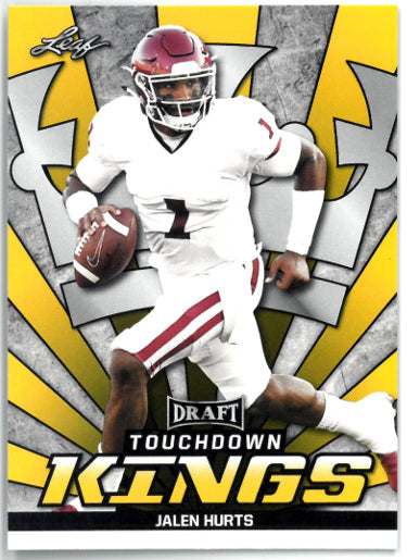 Jalen Hurts 2020 Leaf Draft Gold Touchdown Kings Rookie Card (RC) #83 (Oklahoma/Eagles)