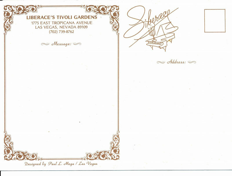 The Liberace Collection - Liberace's Tivoli Gardens Restaurant Postcard 145736