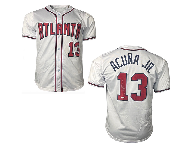 Ronald Acuna Jr. Autographed White Atlanta Custom Baseball Jersey Beckett