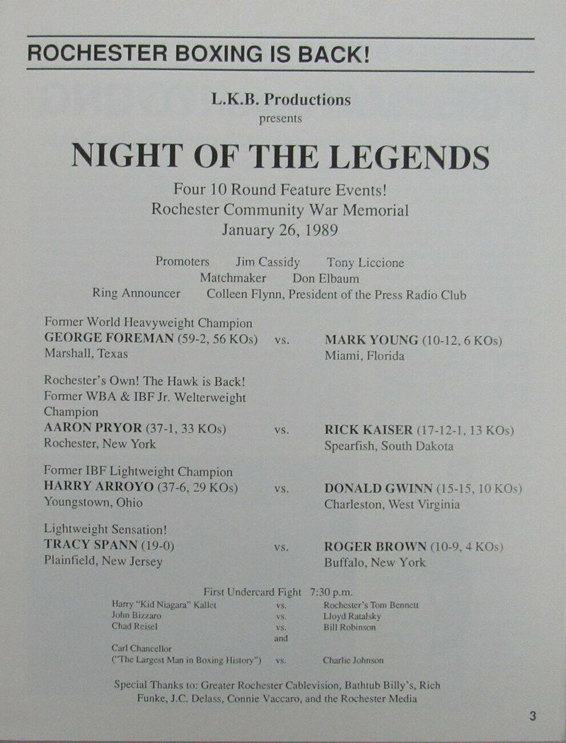 George Foreman vs. Mark Young January 26, 1989 Official Program 162272