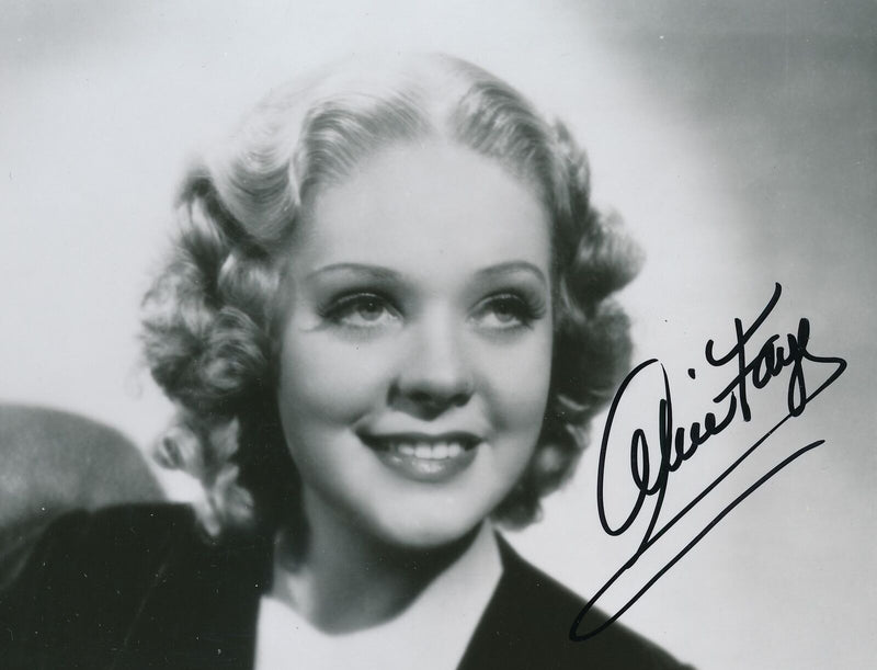 Alice Faye Actress Oscar Winner Autographed 8x10 B/W Photo PSA/DNA