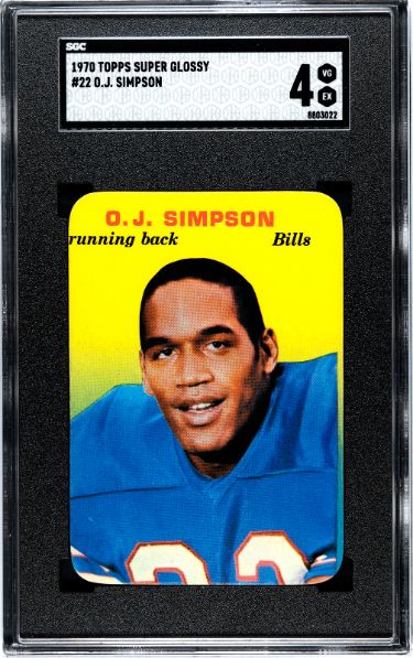 OJ/O.J. Simpson 1970 Topps Super Glossy Card #22- SGC Graded 4 VG-EX (Buffalo Bills)