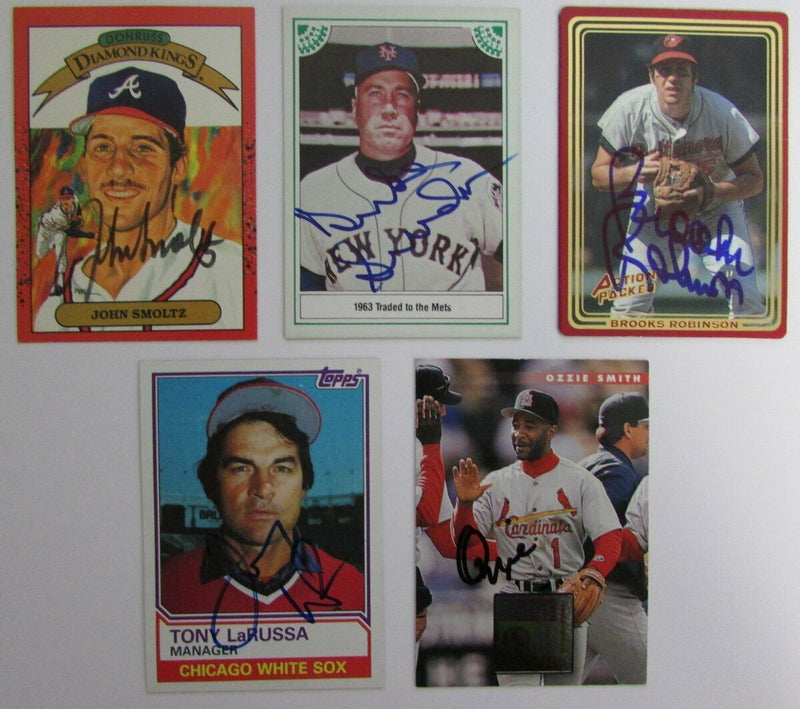Lot of 5 Signed Cards incl B. Robinson/O. Smith/J. Smoltz/T. Larussa 144782