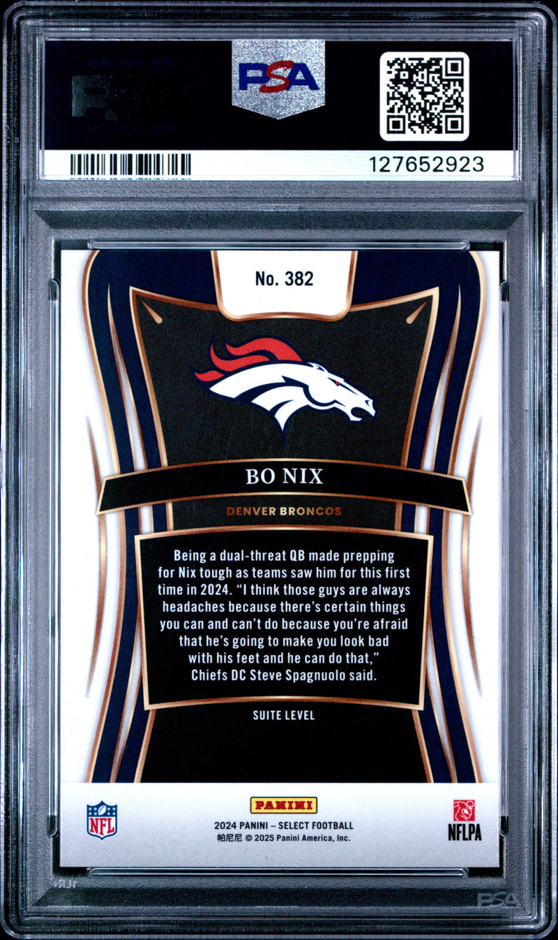 Graded 2024 Panini Select Bo Nix #382 Rookie RC Football Card PSA 10 Gem Mint