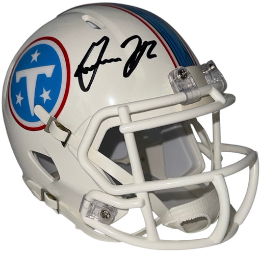 Gunnar Helm signed white Titans Speed mini helmet alternate angle