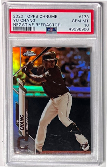 Yu Chang 2020 Topps Chrome Negative Refractor Rookie Card #173- PSA Graded 10 Gem Mint (Cleveland/Red Sox/Chinese National)