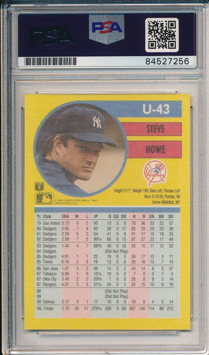 Steve Howe Yankees Signed/Autographed 1991 Fleer Card #U-43 PSA/DNA 166602