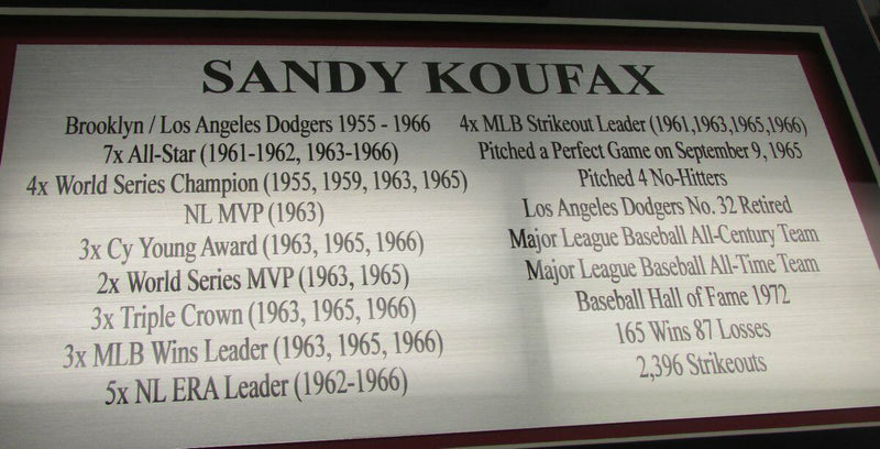 Sandy Koufax Dodgers SignedAutographed FRAMED 3x5 Index Collage PSA/DNA 136624