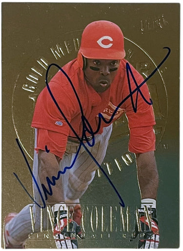 Vince Coleman signed 1996 Fleer Ultra On Card Auto #458- COA (Cincinnati Reds/2XAS/1985 ROY)