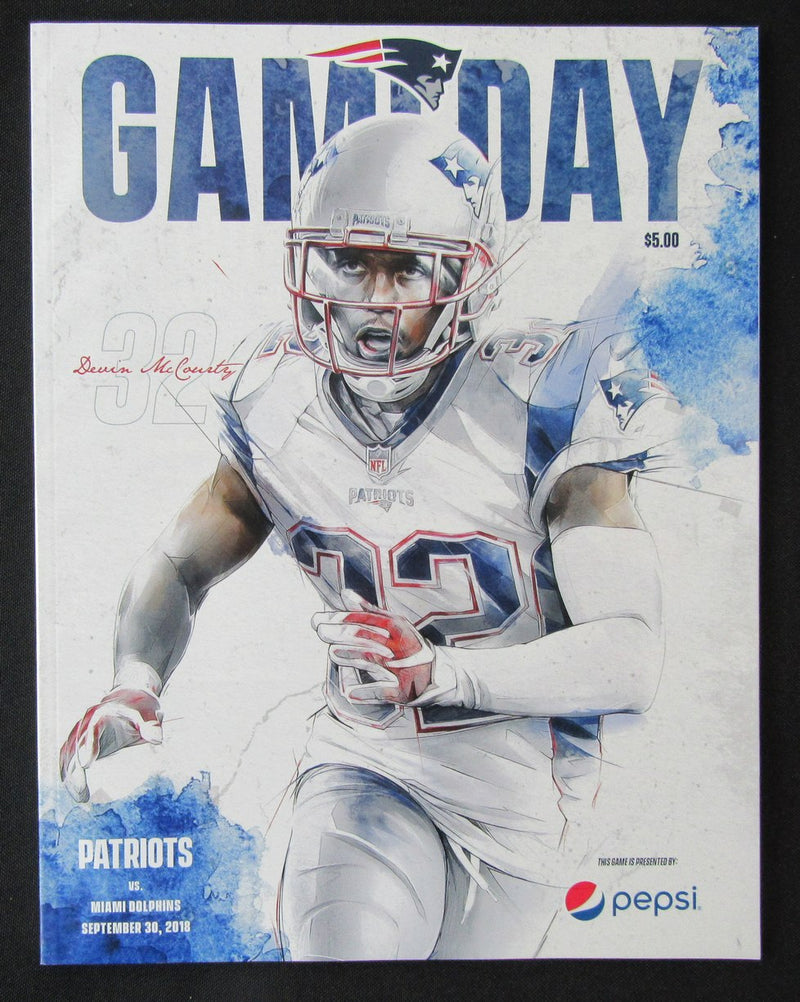 2018 Patriots vs. Dolphins Program Devin McCourty 09/30 Tom Brady 173164